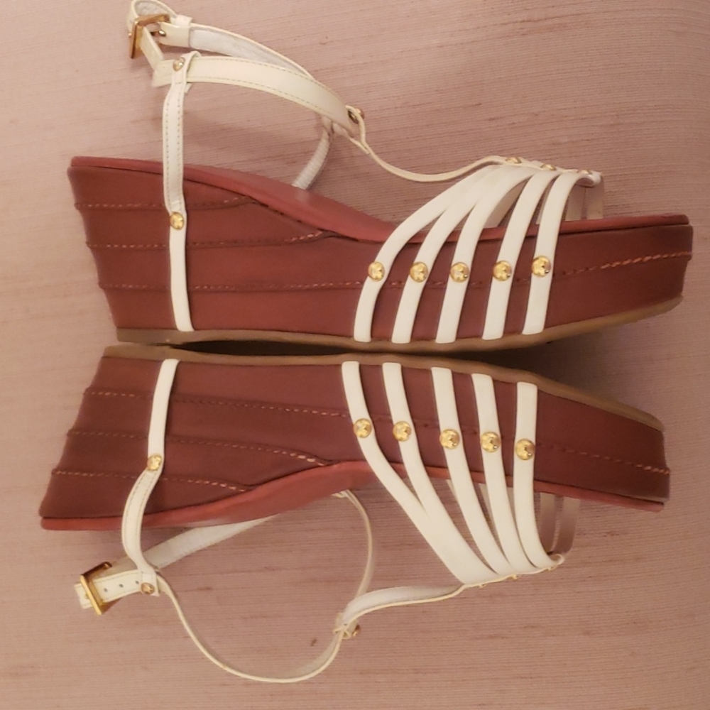 Sebastian Italy 🇮🇹 /Wedge T-strap Sandals - Picture 3 of 10